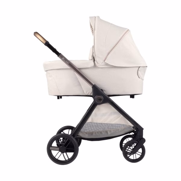 Chicco Bellagio 3-in-1 kinderwagen in Amber Glow met reiswieg, omkeerbare zitting en autostoel op stevig frame met grote wielen.