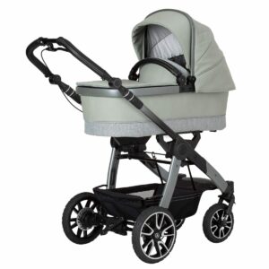 Mercedes-Benz Avantgarde Kinderwagen Sage Green – luxe 2-in-1 kinderwagen met afzonderlijke reiswieg en zitunit, zwartzilveren velgen en hoogwaardige afwerking in sage green.