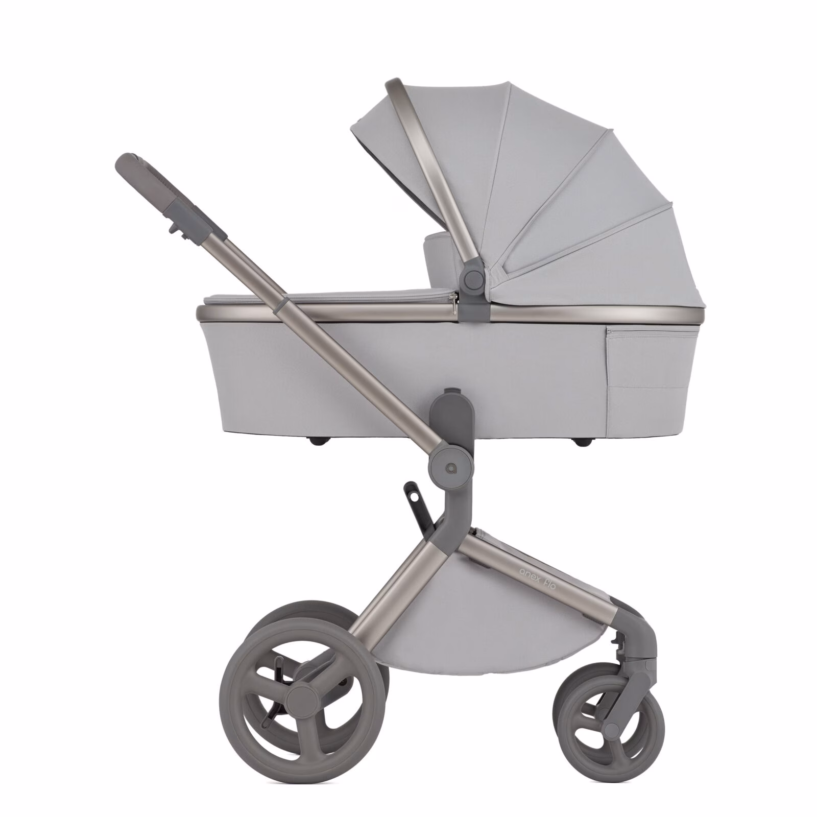 Anex Flo kinderwagen Frosty lichtgrijs met reiswieg en zitje lichtgewicht compacte kinderwagen vanaf geboorte tot 22 kg
