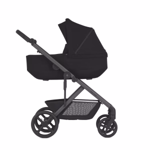 Anex Modu kinderwagen in zwarte kleur met modern frame en luxe afwerking.